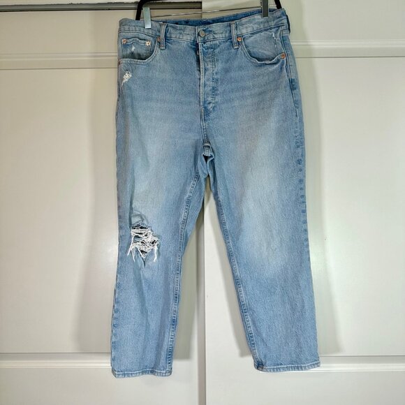 Gap Cheeky Straight High Rise Hidden Button Fly Distressed Jeans 32/14S - Picture 3 of 10